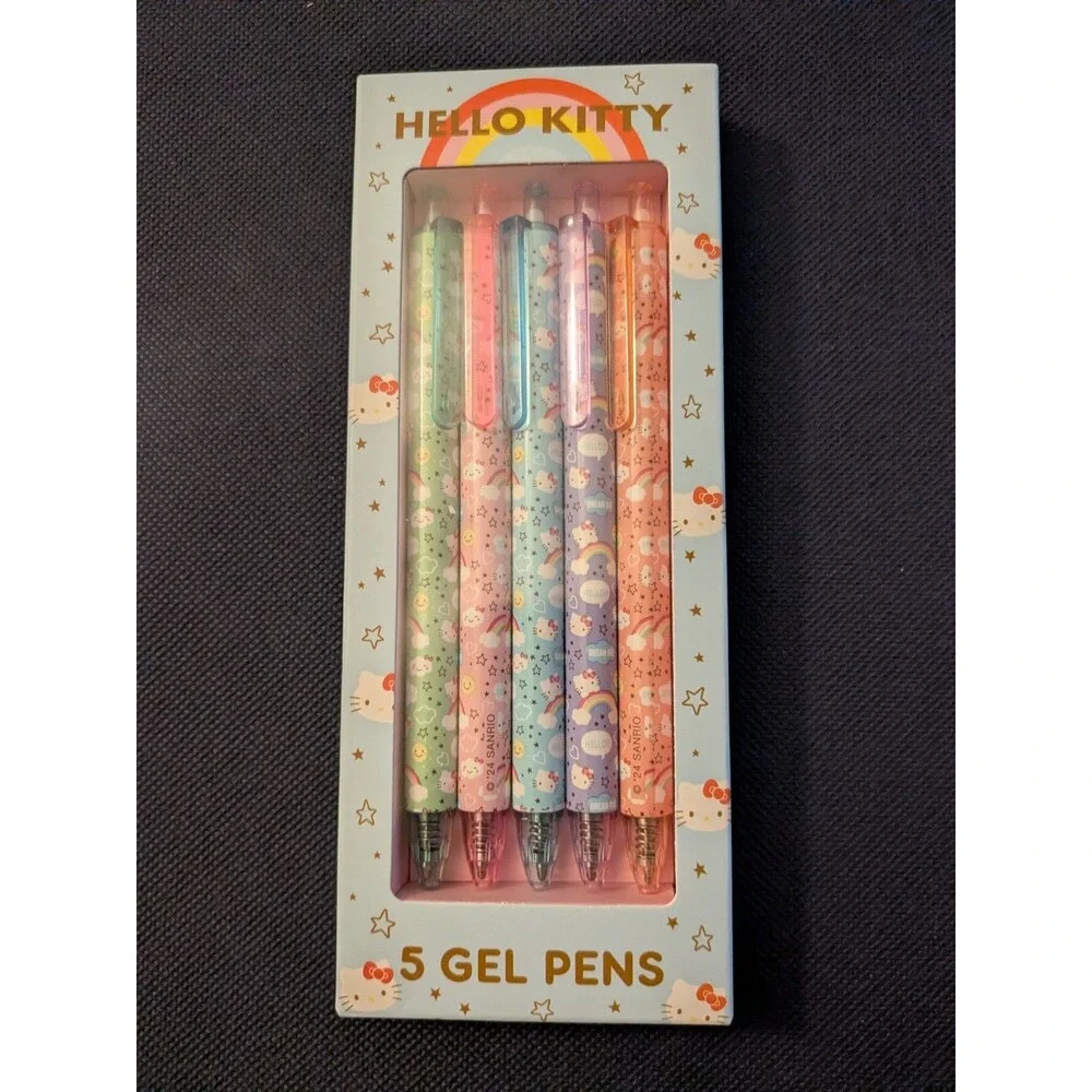 Hello Kitty Rainbow Gel Pens Set Multicolor Writing Pens Kawaii Stationery